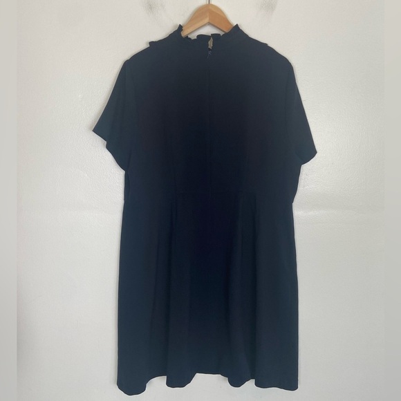 Eloquii Women's Midi Dress Size 10 Color Blue Ruffle Mock Neck Short Sleeve - Picture 3 of 12